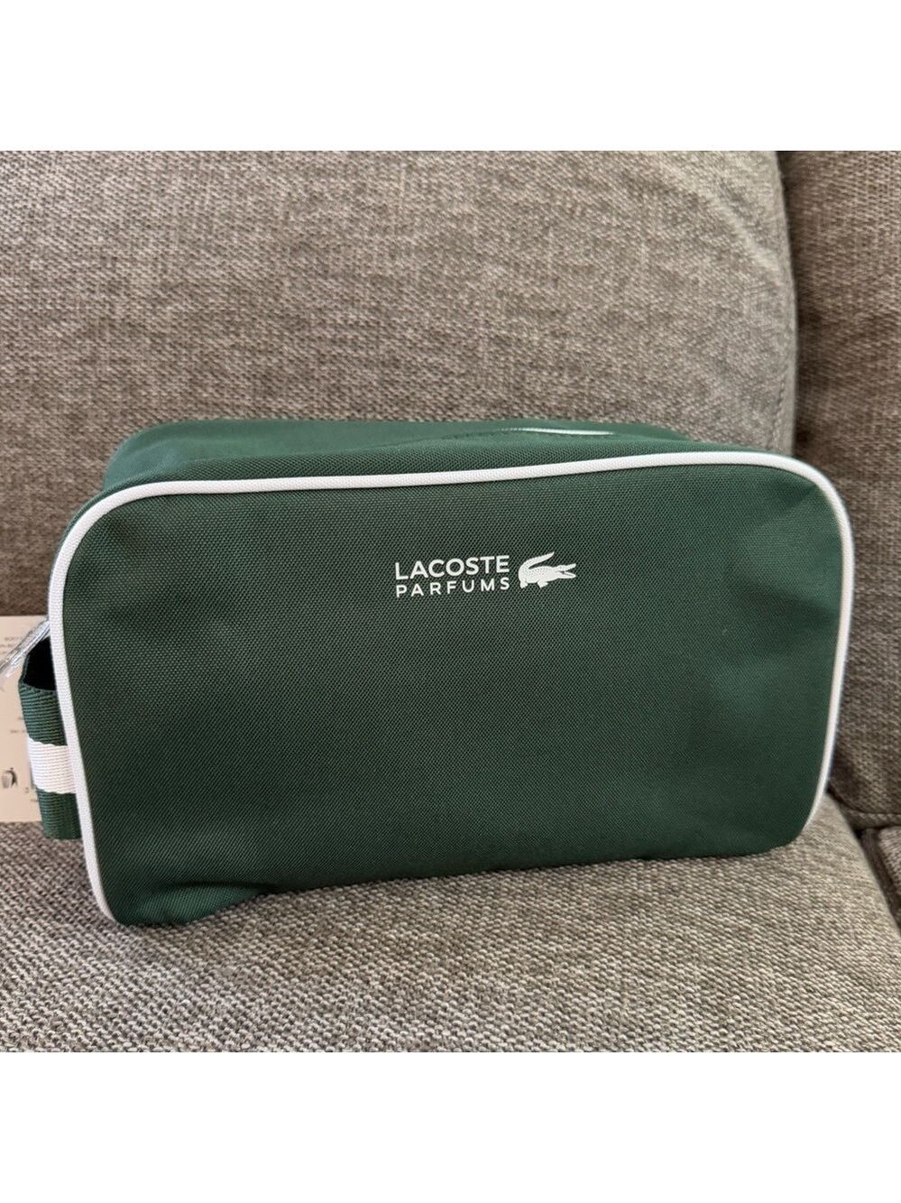 Lacoste Parfums Men's Toiletry Pouch Green Medium Authentic - Picture 6 of 14